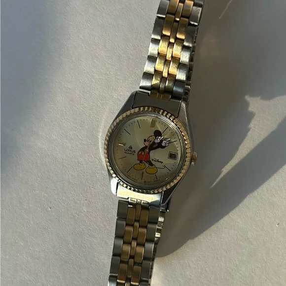 Lorus Vintage Disney Two-Tone Gold and Silver Mickey Mouse Bracelet Watch - Picture 3 of 7